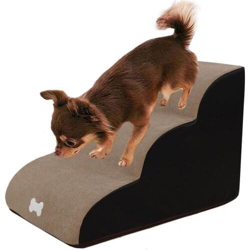 Dog Stairs Pet 3 Steps Stairs for Small Cat Dog House Pet Ramp Ladder Anti-slip Removable High Density Foam Pet Dogs Bed Stairs
