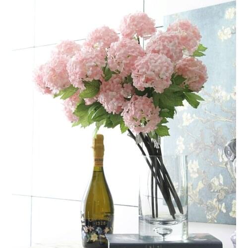 Hot 3 heads Autumn Artificial hydrangea Flower Arrangement Home Hotel Room Wedding Hydrangea Decor Free Shipping