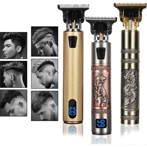 T Bald Head Hair Clipper Mower Rechargeable Trimmer T-Outliner Barber Shaving Machine Vintage Cordless Haircut Men Cutter Shaver