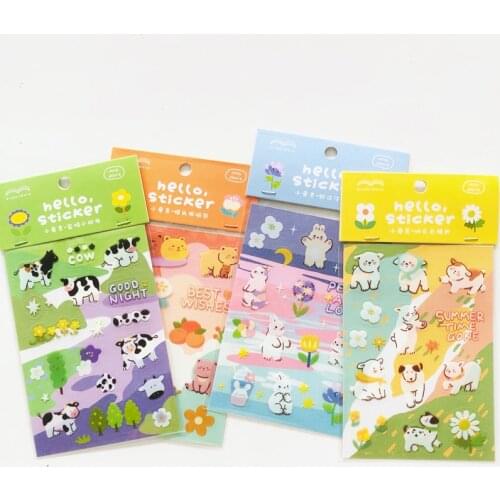 PET Sticker Farm Animals Cows Dog Rabbit Little Love Series Handbook Material Sticker 4 Types