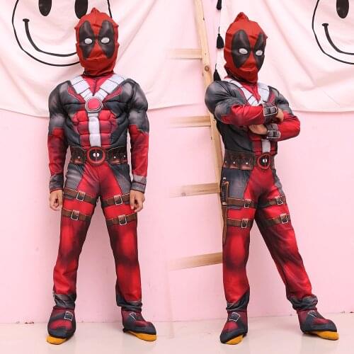 New Magic Deluxe Boys Deadpool Costume Children Muscle Movie Halloween Carnival Party Cosplay Costumes