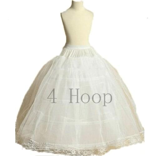 New Arrival Flower Girls Petticoat 4 Hoop With Lace Appliques Little Kids Ball Gown Dress Underskirt Accessories