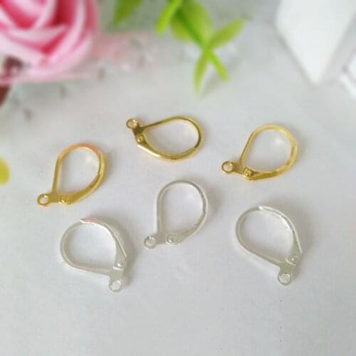 50pcs/lot Gold/Silver Color 16mm Blank "D" Shape French Earrings Tray Cabochon Setting Cameo Base for Earrings Jewelry Making