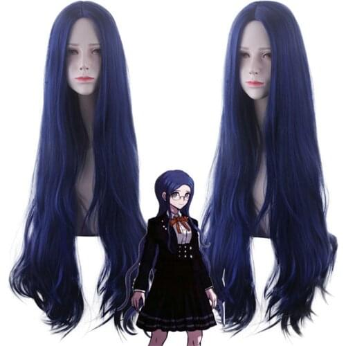 100cm Danganronpa: Trigger Happy Havoc Cosplay Wigs Shirogane Tsumugi Playing Long Dark Blue Color Hair Halloween 1:1 Wigs