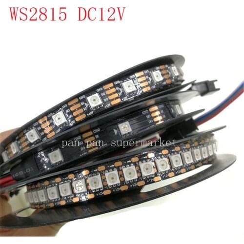 WS2815 DC12V RGB LED Pixels Strip Light Individually Addressable LED Dual-Signal 1m/5m 30/60/144 Pixels/Leds/m