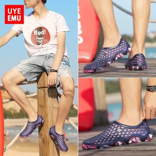 UYEEMU Beach Shoes For Men And Women Couples 2021 Summer New Driving Trend Breathable Soft Bottom Hole Wading Shoes Size 35-45