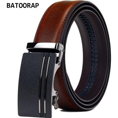 BATOORAP Luxury Brand Mens Belts Genuine Leather High Quality Matte Buckle Automatic Male Brown Casual Trouser Belt Strap Z60P01