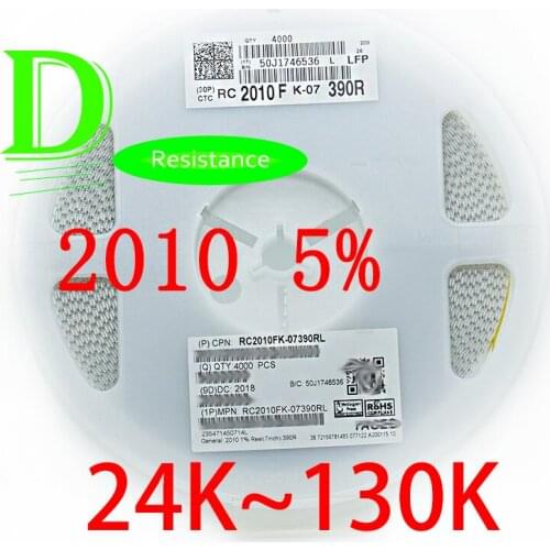 50PCS SMD Resistor 2010 5% RC2010JK-07 Series 24K 27K 30K 33K 36K 39K 43K 47K 51K 56K 62K 68K 75K 82K 91K 100K 110K 120K 130K