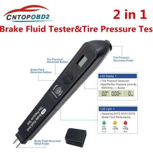 2in1 Brake Fluid Tire Pressure Tester Pen Brake Fluid Tire Pressure Tester Pen Vehicle Accurate Oil Quality Check For Car Truck