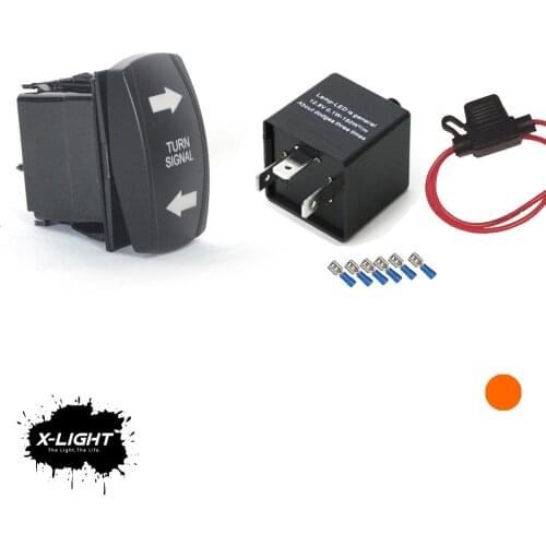 12V UNIVERSAL LED TURN SIGNAL ROCKER SWITCH BLINKER KIT W/ORANGE LIGHTED FOR SXS UTV ATV GOLF CART Polaris Ranger RZR