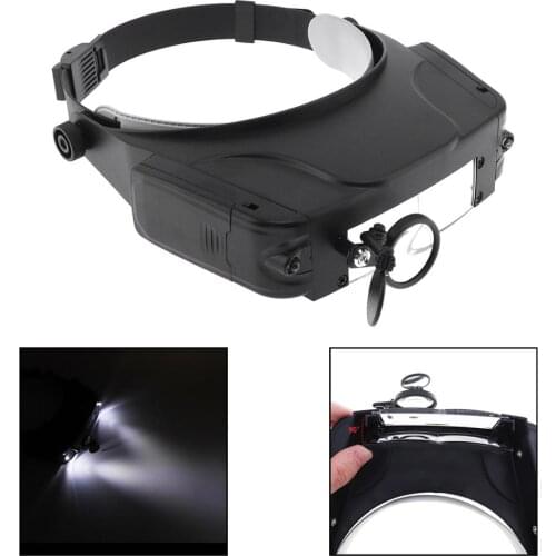 Magnifiers 11X Headband Type Magnifying Glass with LED Light and 3 Magnifying Lens for Jewel Repair Wearing Magnifiers