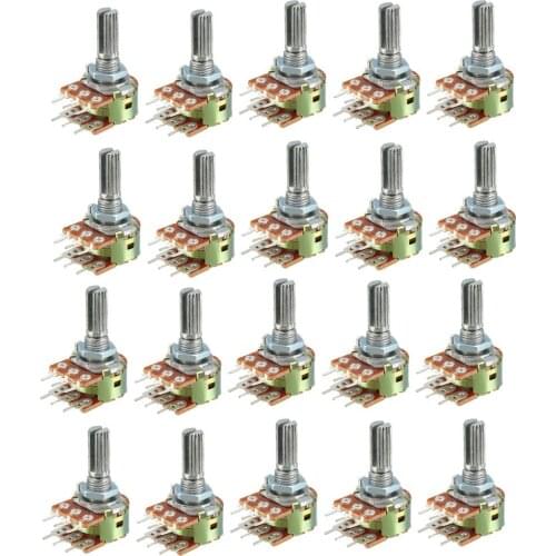 Uxcell WH148 100K Ohm Variable Resistors Dual Turn Rotary Carbon Film Taper Potentiometer 20pcs