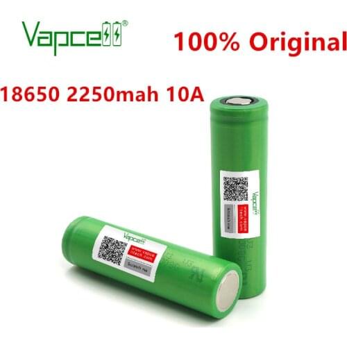 Vapcell 100% original 18650 2250mah 10a 18650 V3 battery reachargeable li ion batteries for Flashlight/power tools free shipping
