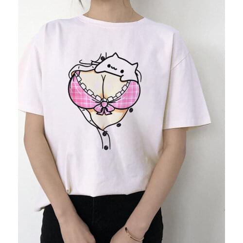 New Lovely Big Chest Print T Shirt Women O Neck Short Sleeve Summer T-Shirt Tops Casual Tshirt Camisas Mujer