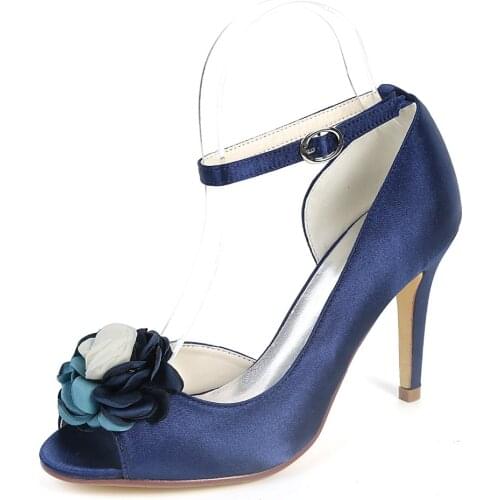 Creativesugar pointed toe D'orday side empty lady satin evening dress shoes flower ankle strap woman pumps prom party heels