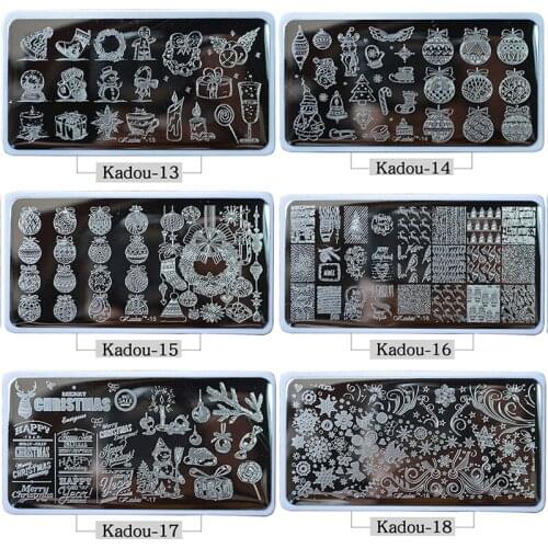1* Nail Stamping Plates 2021 Fashion Nail TEMPLATE Cartoon/ Flower Christmas Steel Stamp Template Nail Polish Stencils Kadou7-22