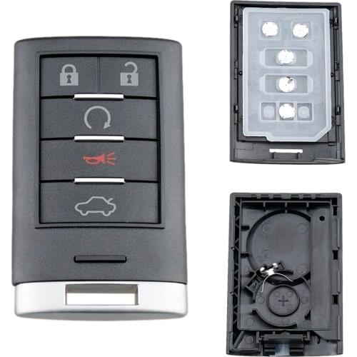 1 Pcs 5 Buttons Replacement Car Remote Black Key Shell Car Key Case with Small Key Fit for Cadillac ATS / SRX / STS / CTS / DTS
