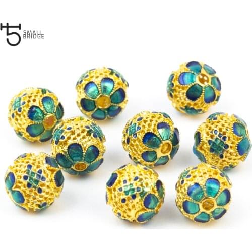 10mm Drop Oil Alloy Metal beads for jewelry making Accessories for woman Diy Bracelet charms round loose beads wholesale M302