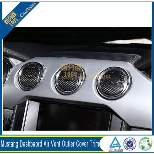 100% Carbon 6 PCS For Mustang 2015 Dashbaord Air Vent Outlet Cover Trim Car Interior Trims