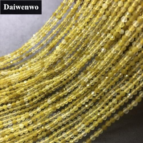 2mm Yellow OPAL Small Beads Faceted Natural Stone Cut Shining DIY Gem