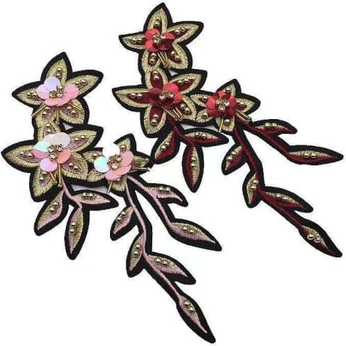 3D Flowers Delicate applique collar Beads Rhinestone Lace Fabric Embroidered Wedding Gown Appliques Sew Patch For Dress DIY