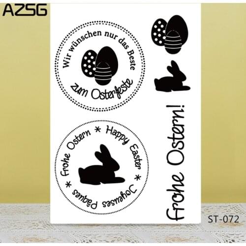 AZSG German Merry Easter Eggs/Rabbit Clear Stamps/Seal For DIY Scrapbooking/Card Making/Album Decorative Silicone Stamp Crafts
