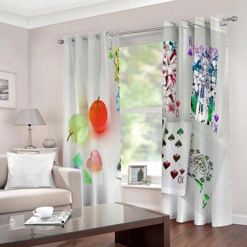 Cartoon pattern card creative photo large window curtains Digital print for living room bedroom blackout drapes Sets Decor