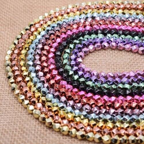 15inch Natural Hematite stone Beads Faceted Round Loose Beads 6/8mm DIY Handmade Bracelet Beads For Jewelry Making