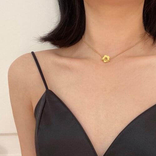 Titanium OT Chain Floral Choker Necklace Women 361l Stainless Steel Jewelry Designer T Show Runway Boho Trendy Gown Japan