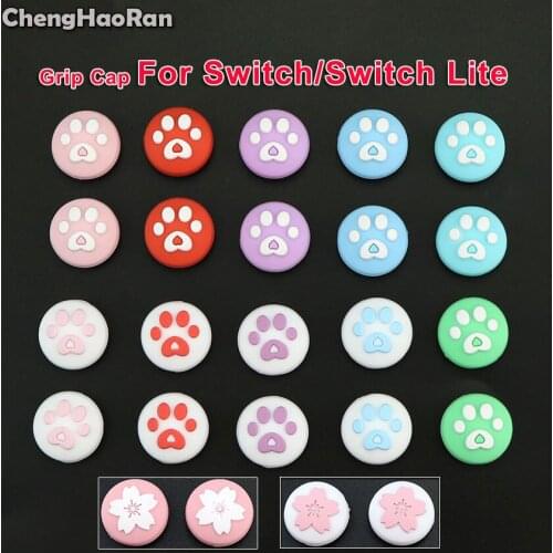 ChengHaoRan Cat Claw Sakura Thumb Stick Grip Cap Joystick Cover For Nintend Switch Lite NS Joy-Con Controller Thumbstick Case