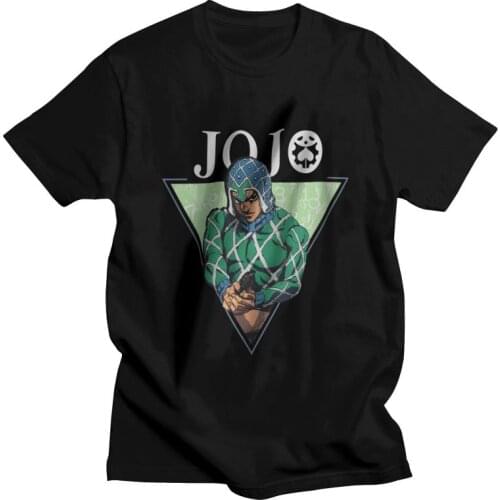 Jojo Bizarre Adventure Anime Lover T Shirt Men 100% Cotton Printed T-shirt Harajuku Tshirt Short Sleeve Guido Mista Tee Tops