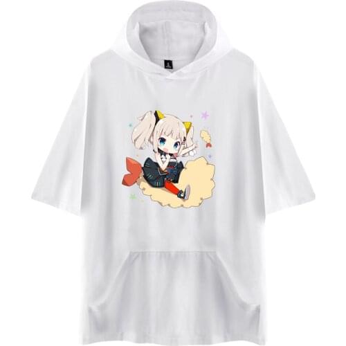 2021 Harajuku Kaguya Luna 2D Men/Women Hooded Tshirt Solid Color t-shirts Summer Short Sleeve Hooded