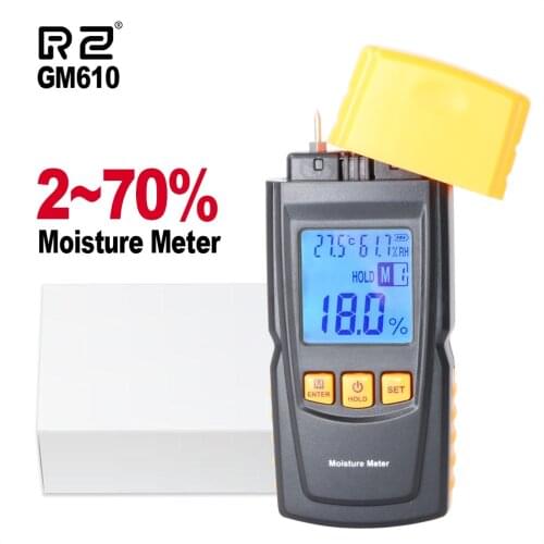 RZ Wood Moisture Meter Humidity Tester Digital LCD Display Inductive Timber Damp Detector Hygrometer GM610 Tools