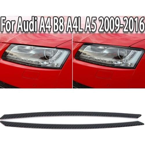 K-Car Front Headlight Eyebow Headlight Lamp Sticket Carbon Fiber Eye-catching Trim For Audi A4 B8 A4L A5 2009-2016