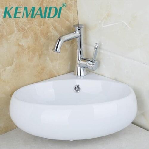 KEMAIDI Bathroom Ceramic Basin Sink Faucet Set bacia banheiro Modern Design Wash Basin Vanity & Swivel Faucet W/ Pop Up Drain