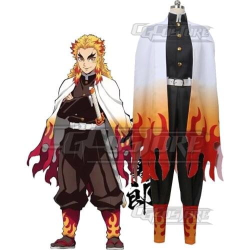 Cosplay Costume Anime Demon Slayer Kimetsu no Yaiba Rengoku Kyoujurou Dresses Christmas Halloween Free shipping CG193