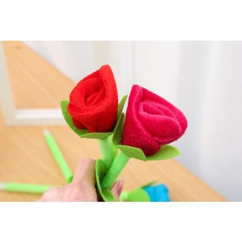 Creative set of oily office stationery rose flowers plush blue flower ballpoint pen student gifts