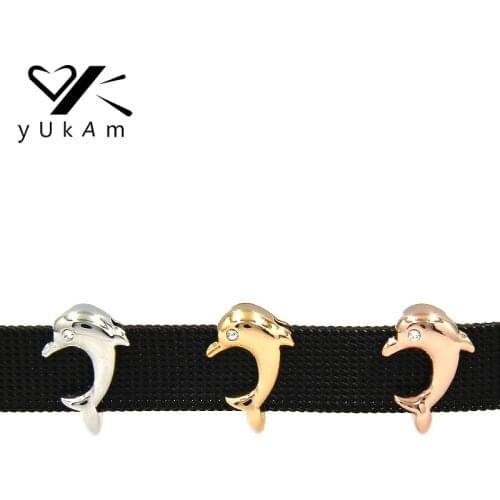 YUKAM Small Animal Sliders Dolphin Slide Charms Keeper for Leather Wrap Keeper Bracelets DIY Jewelry Making Handmade Accessories