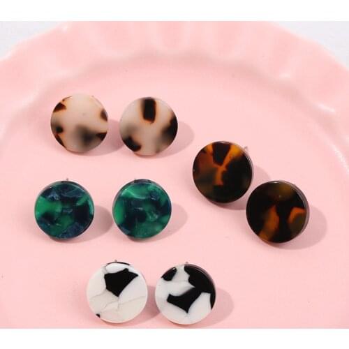 Minar Fashion Leopard Round Coin Grain Multi-Color Small Cut Acrylic Earrings Semicircle Resin Drop Earring Gifts Jewelry