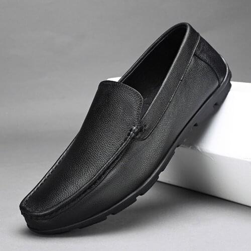 Men Casual Shoes Spring Summer Slip On Simple style Genuine Leather Light Fashion Men Loafers Flat Shoes Men