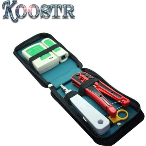 5 in 1 Computer Network Repair Tool Kit LAN Cable Tester Wire Cutter Screwdriver Pliers Crimping Maintenance Tool Set Bag