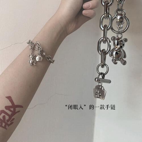 2021 New Metal Style Alloy Bracelet Y2K Aesthetics Bear Bracelets for Women Hip-hop Bracelet Temperament Jewelry Wholesale