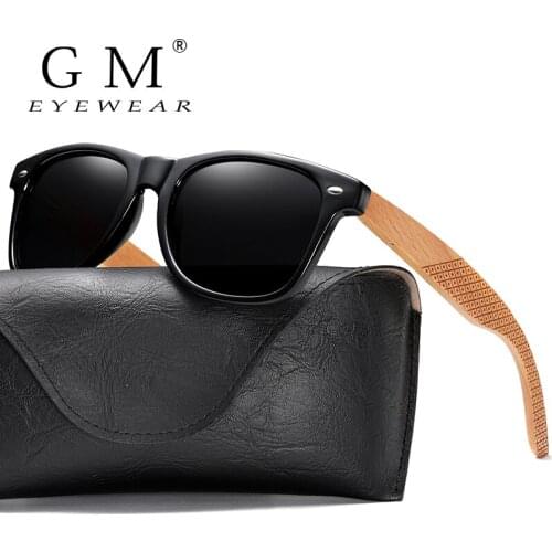 GM Executed Qualitatively Natural Wood Polarized Sunglasses Women Men with carved legs Creative Wooden Gift Box S7062