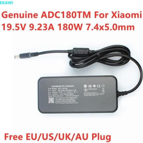 Genuine ADC180TM 19.5V 9.23A 180W 7.4x5.0mm AC Adapter For XIAOMI 15.6 INCH 1660TI 1060G Laptop Power Supply Charger