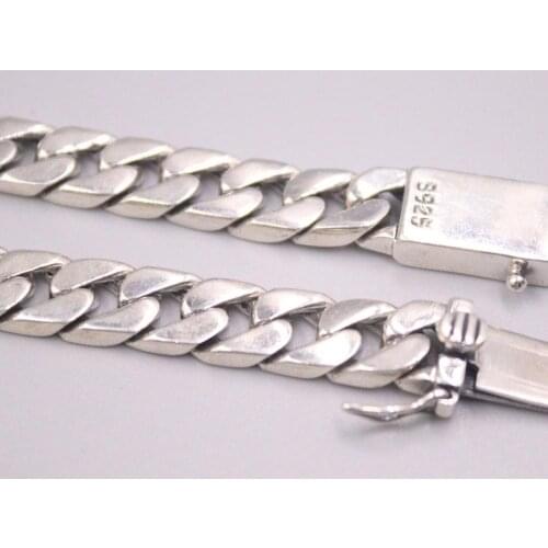Pure 925 Sterling Silver Necklace Width 8mm Thick Square Curb Link Chain Necklace 19.68"L About 84g
