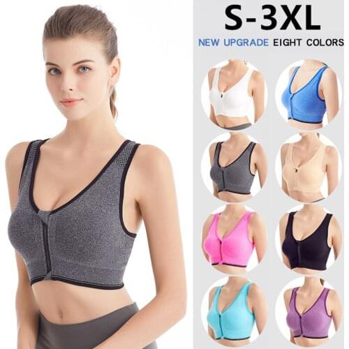 Front ZippeFront Zipper Sports Bra Shockproof Breathable Rimless Running Vest Yoga Sports Underwear Female Fitness Body