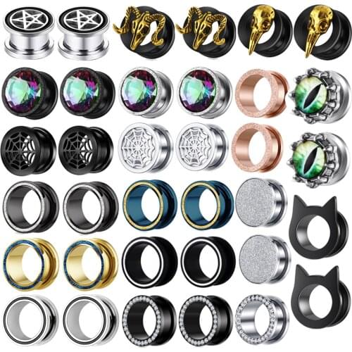 2pcs Piercing Earrings Gauges Stainless Steel Pulley Ear tunnels Strechers piercing ear plugs expanders body jewelry Women Men