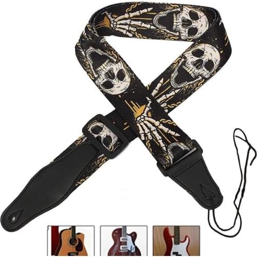 Skull Style Adjustable Soft Leather Guitar Strap for Electric Acoustic Electric Guitar Bass Strap Parts Accessories