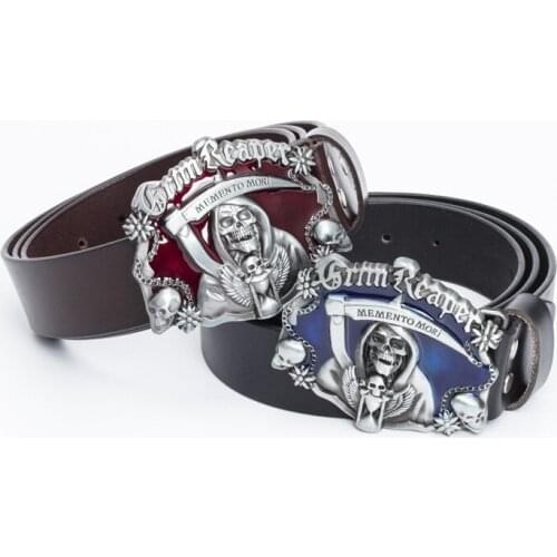 Lott Junsen gift direct sale genuine cowhide new punk style deadpool accessories neutral leather mens belt