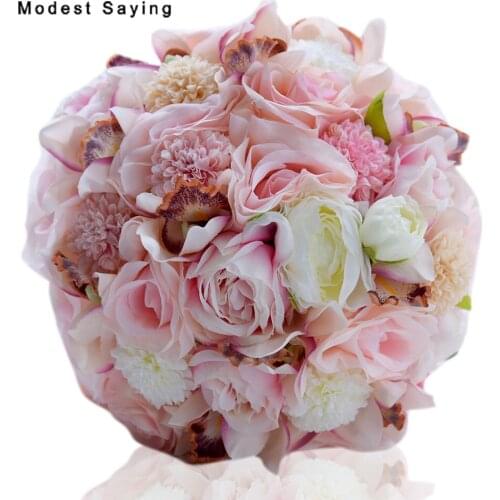 Pack with Box Gorgeous Artificial Flowers Rosette Wedding Bouquets 2017 Bridal Bridesmaid Bouquet Wedding Accessories Decoration